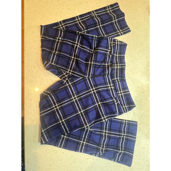 NY AND CO. WOMENS BLUE PLAID PANTS SIZE LARGE - Picture 1 of 6